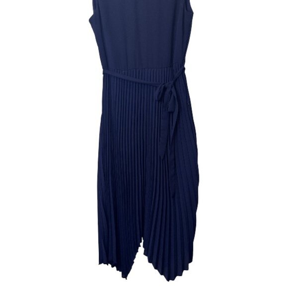 Nannette Nanette Lepore sleeveless pleated midi dress navy blue women's size 8 - Picture 5 of 11